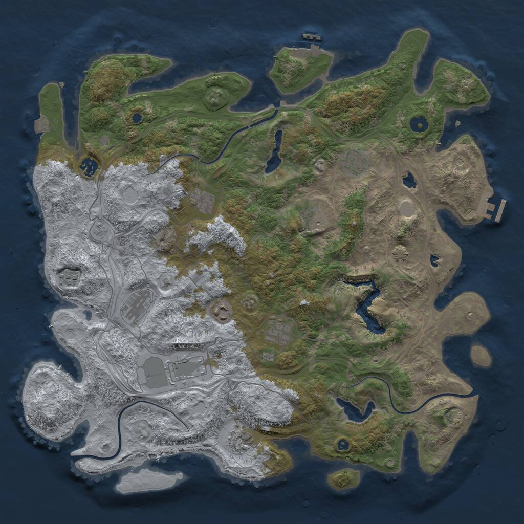 Rust Map: Procedural Map, Size: 4500, Seed: 1737785006, 16 Monuments