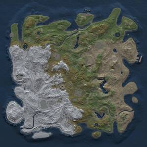 Thumbnail Rust Map: Procedural Map, Size: 4500, Seed: 1737785006, 16 Monuments