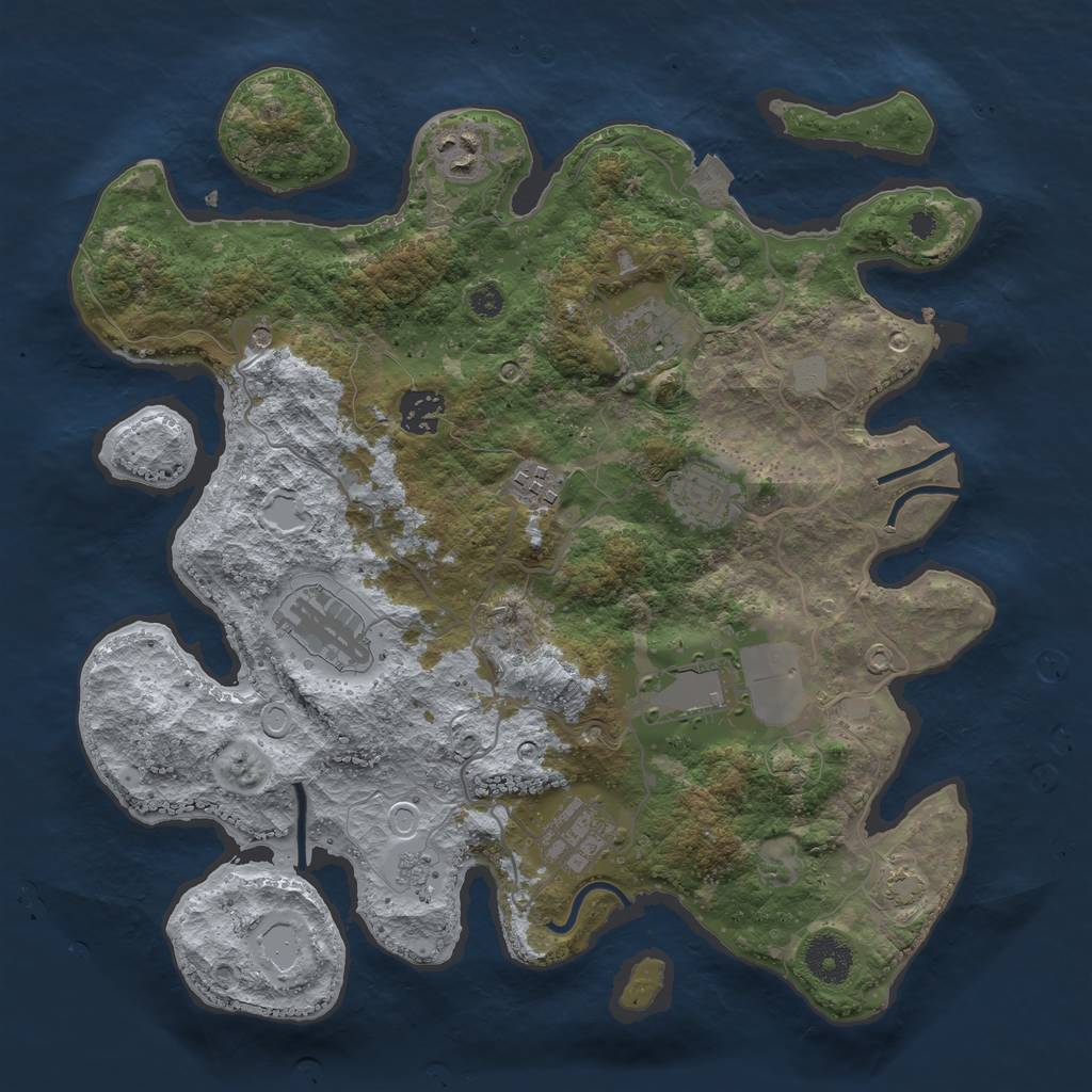 Rust Map: Procedural Map, Size: 3500, Seed: 1576643436, 14 Monuments