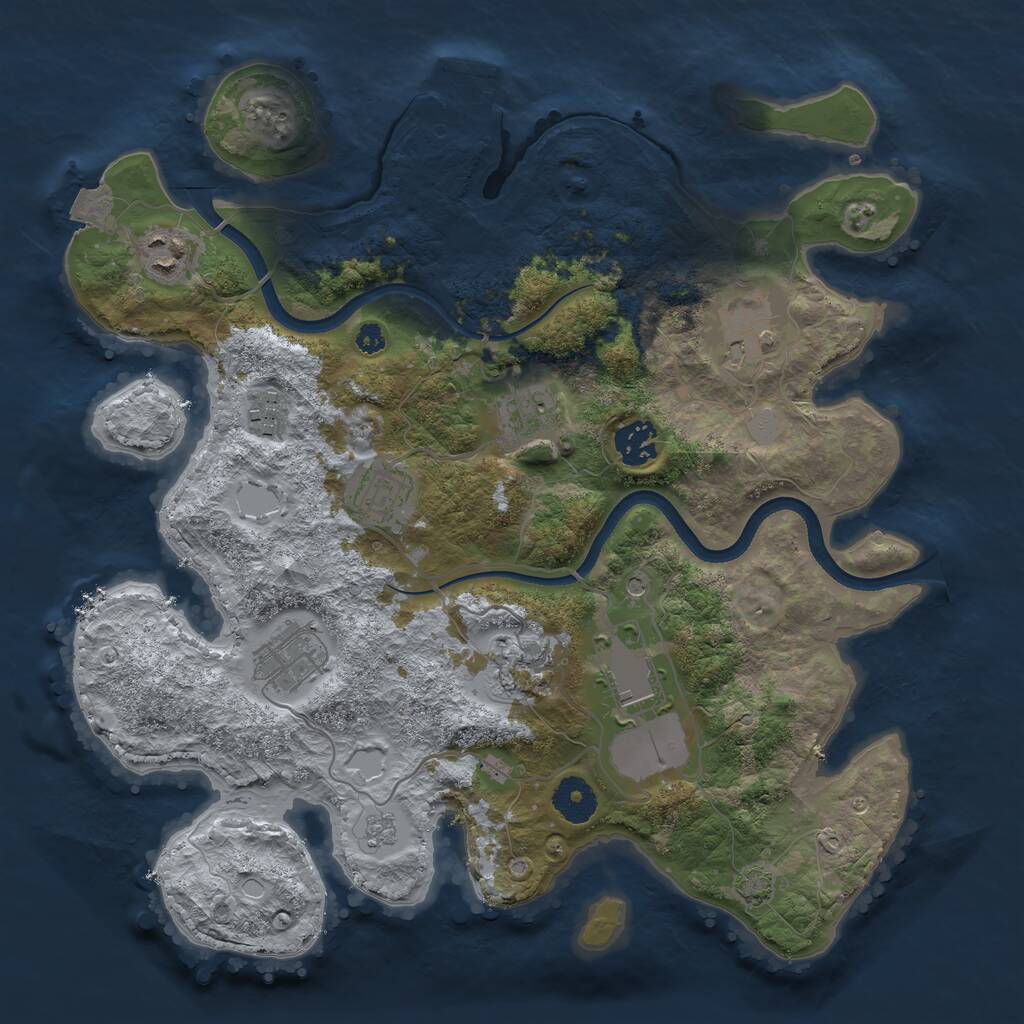 Rust Map: Procedural Map, Size: 3500, Seed: 1576643436, 14 Monuments