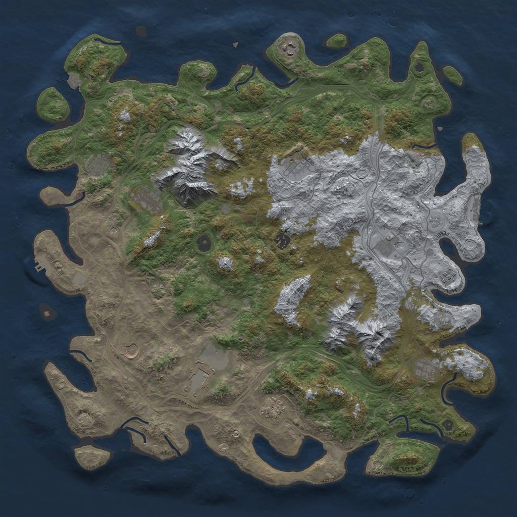 Rust Map: Procedural Map, Size: 5000, Seed: 1855544863, 19 Monuments