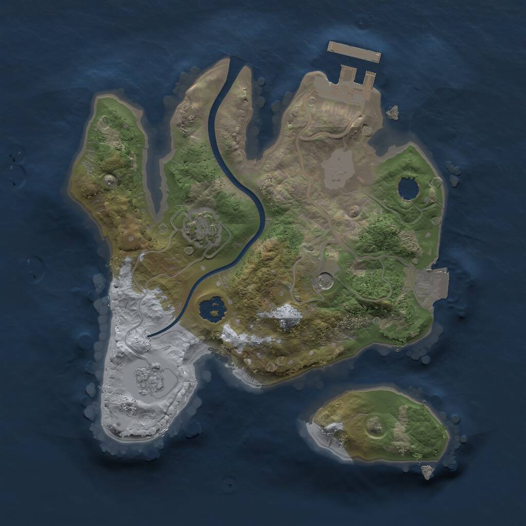 Rust Map: Procedural Map, Size: 2000, Seed: 1702942878, 5 Monuments