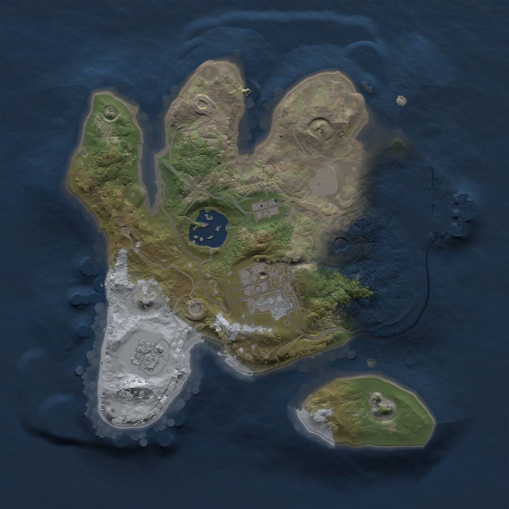Rust Map: Procedural Map, Size: 2000, Seed: 1702942878, 6 Monuments