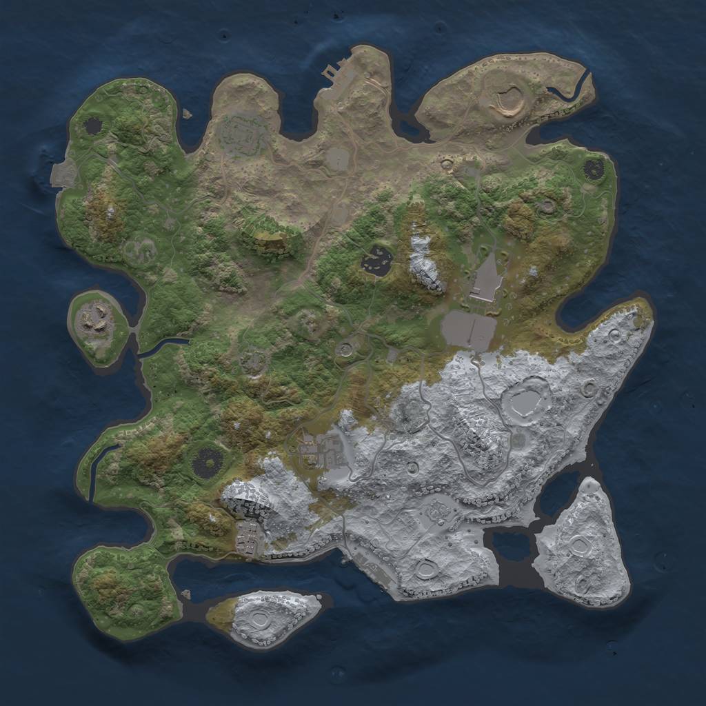 Rust Map: Procedural Map, Size: 3500, Seed: 1164901344, 15 Monuments