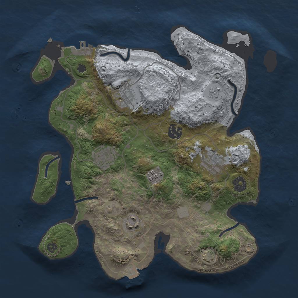 Rust Map: Procedural Map, Size: 3000, Seed: 485415869, 12 Monuments