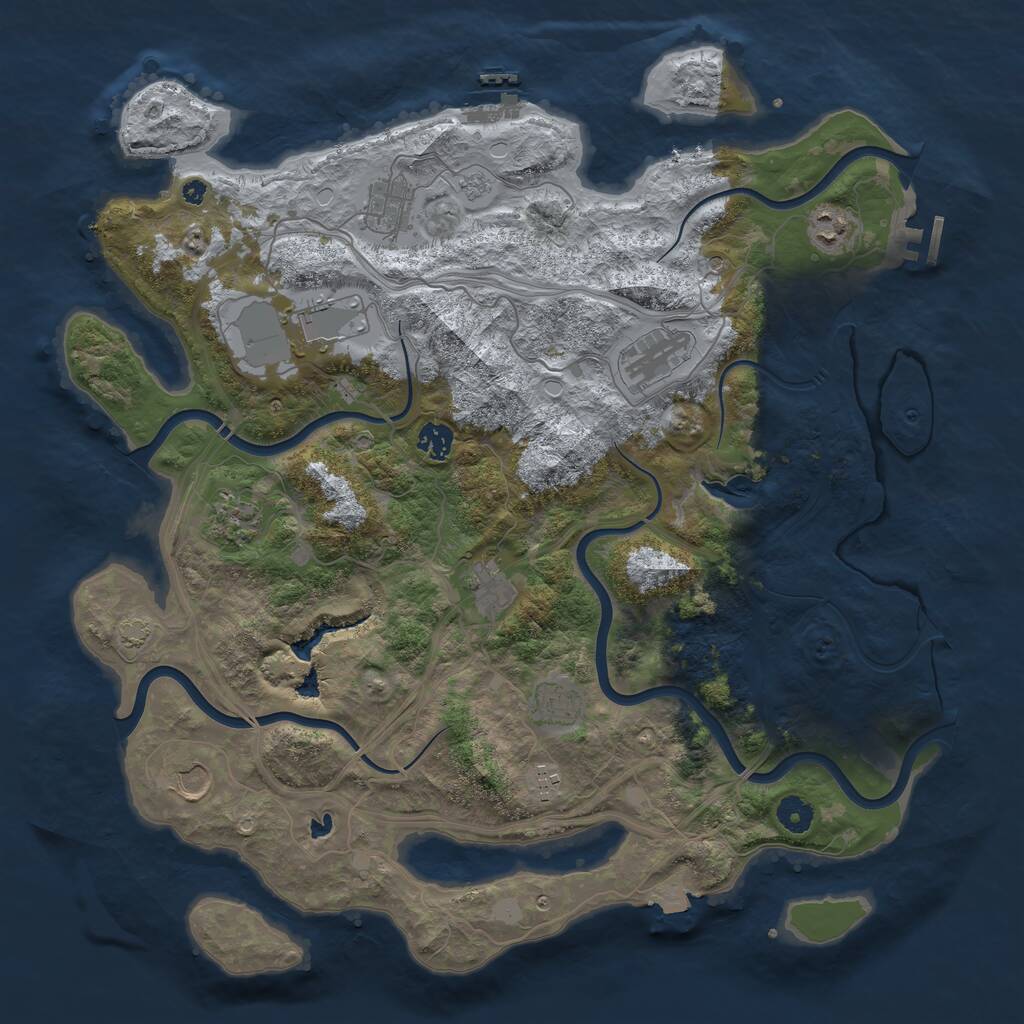 Rust Map: Procedural Map, Size: 4250, Seed: 1136706010, 16 Monuments