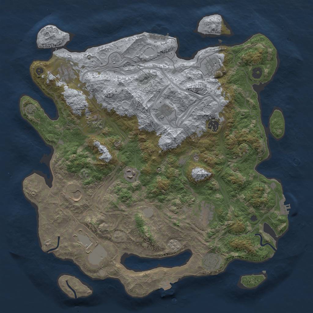 Rust Map: Procedural Map, Size: 4250, Seed: 1136706010, 19 Monuments