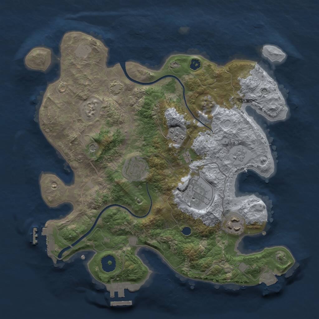 Rust Map: Procedural Map, Size: 3000, Seed: 1106402166, 10 Monuments