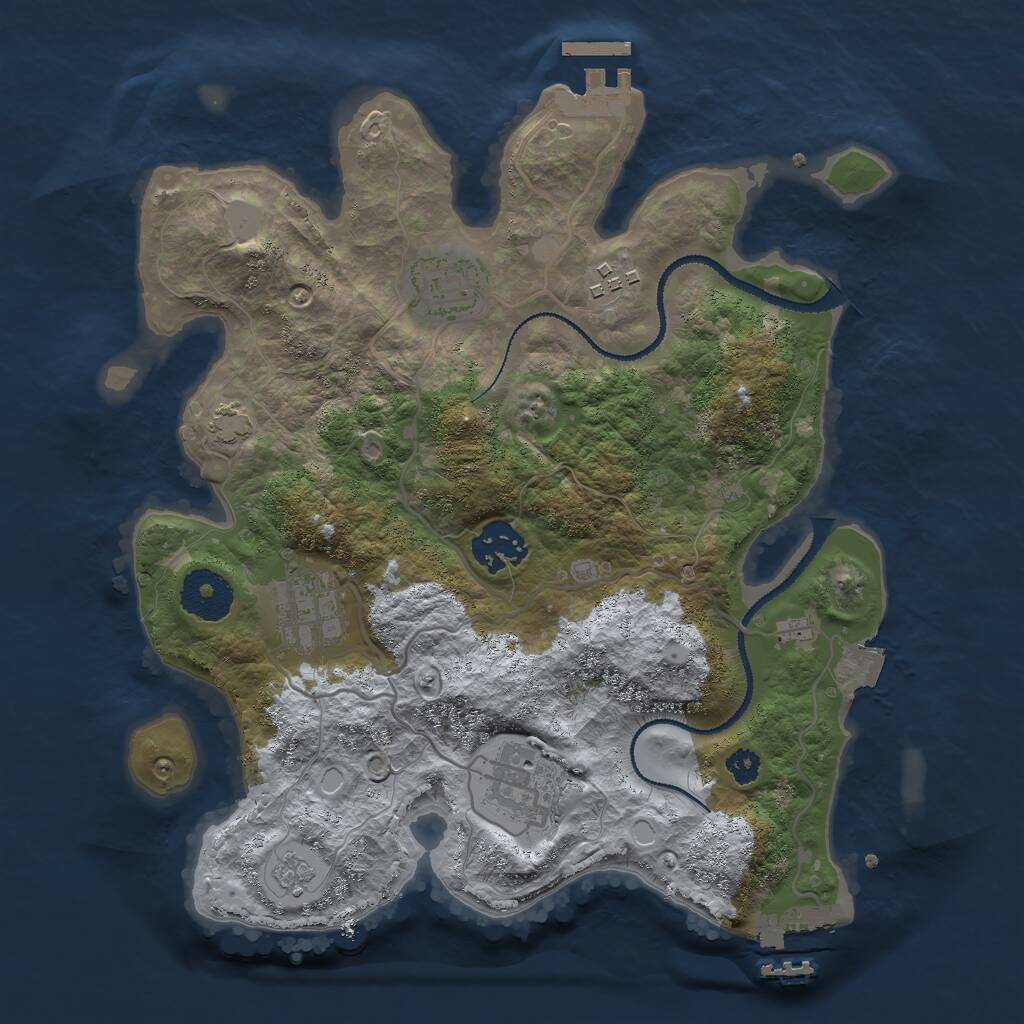Rust Map: Procedural Map, Size: 3000, Seed: 405853771, 10 Monuments