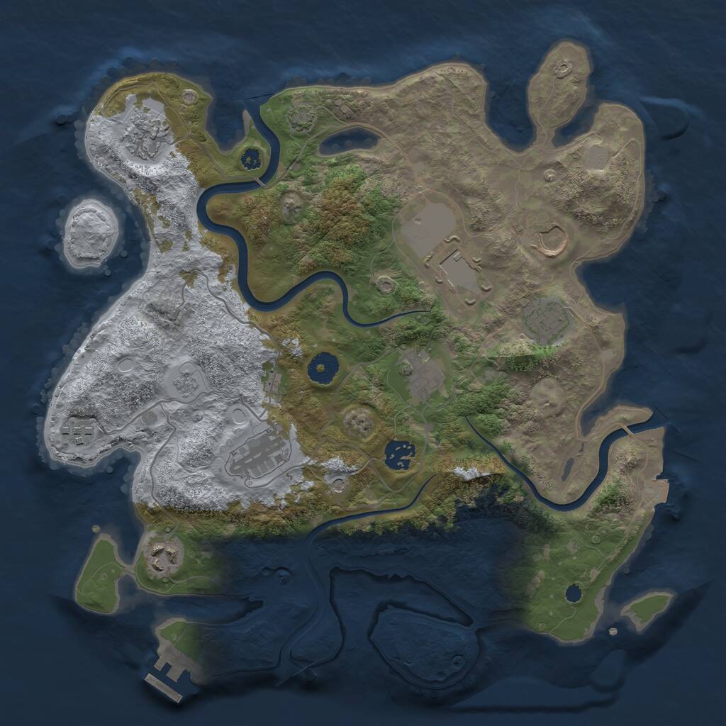 Rust Map: Procedural Map, Size: 3550, Seed: 611198482, 14 Monuments