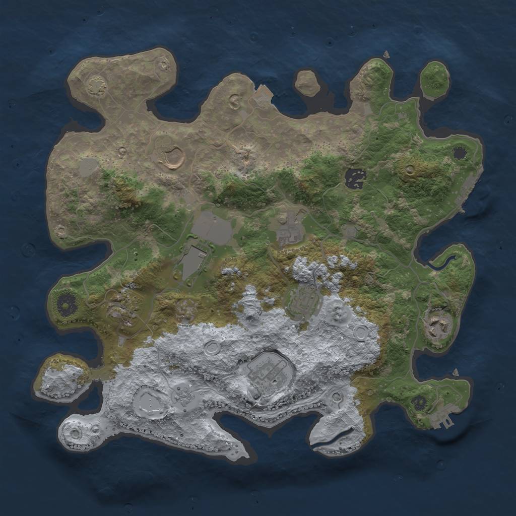 Rust Map: Procedural Map, Size: 3500, Seed: 28122023, 16 Monuments