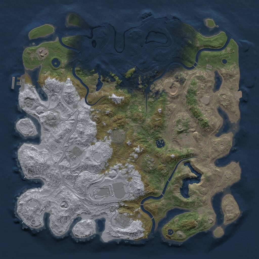 Rust Map: Procedural Map, Size: 4366, Seed: 20021, 16 Monuments