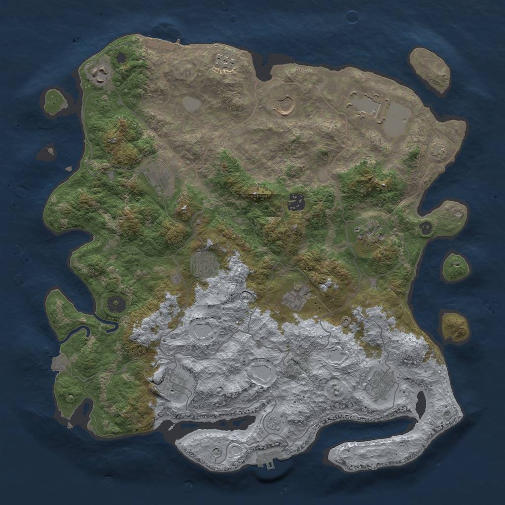 Rust Map: Procedural Map, Size: 4100, Seed: 54364, 19 Monuments