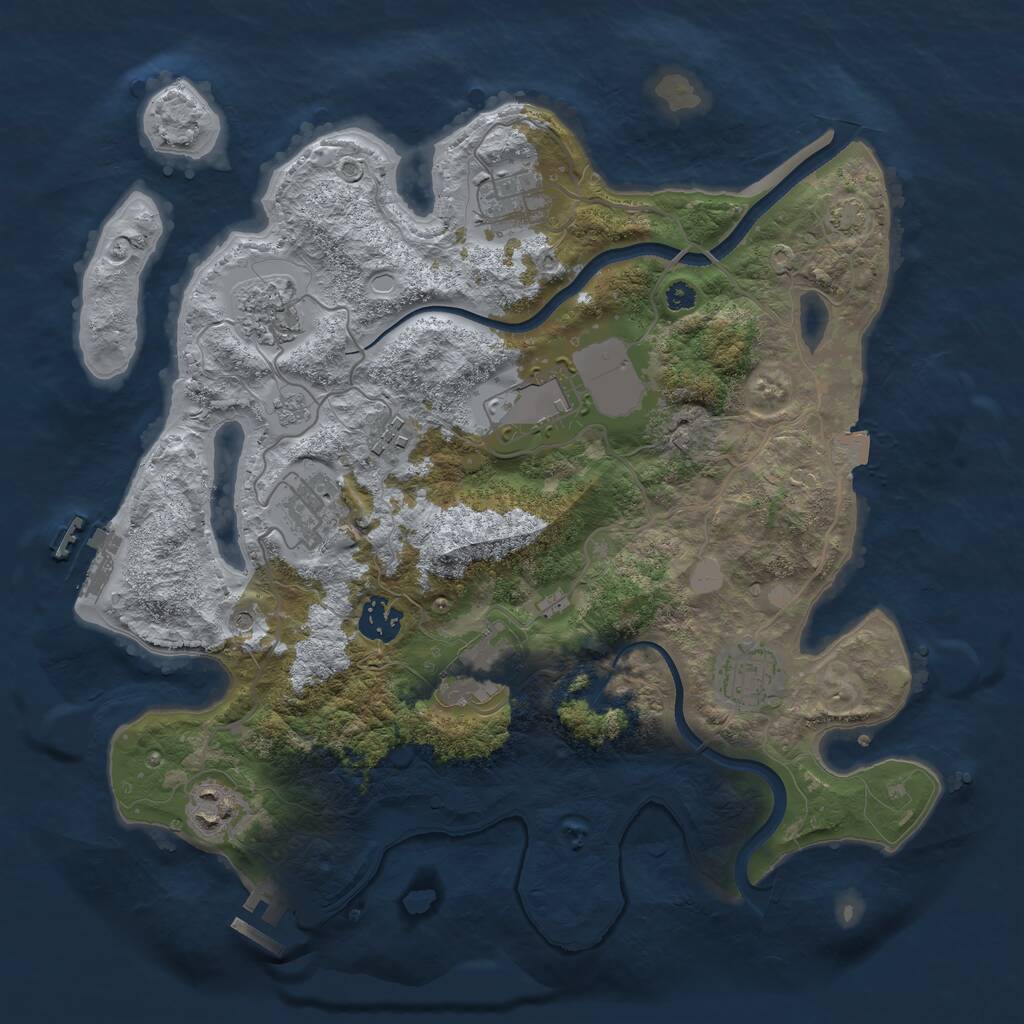 Rust Map: Procedural Map, Size: 3500, Seed: 547401625, 15 Monuments