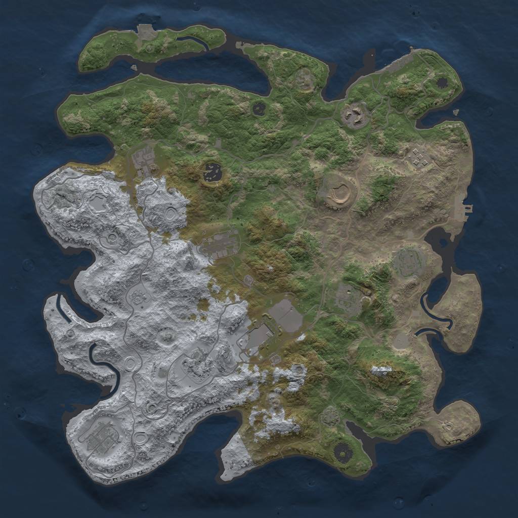 Rust Map: Procedural Map, Size: 4000, Seed: 151156, 19 Monuments
