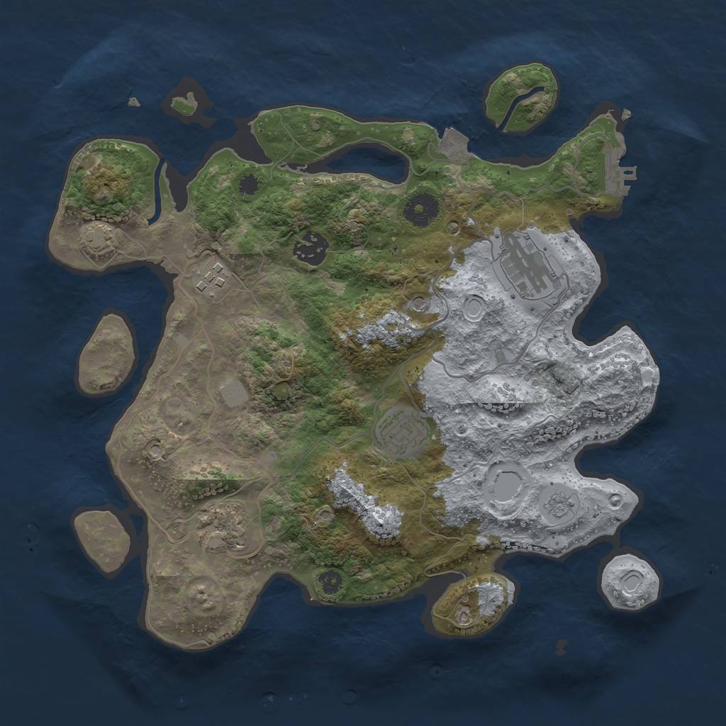 Rust Map: Procedural Map, Size: 3250, Seed: 275579396, 12 Monuments