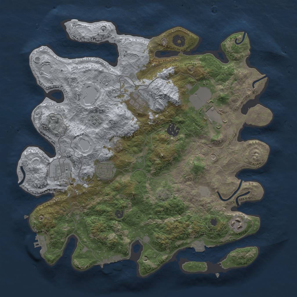 Rust Map: Procedural Map, Size: 3500, Seed: 1864386205, 15 Monuments