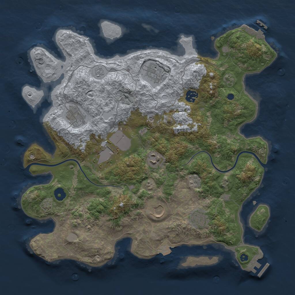 Rust Map: Procedural Map, Size: 3650, Seed: 648252, 14 Monuments