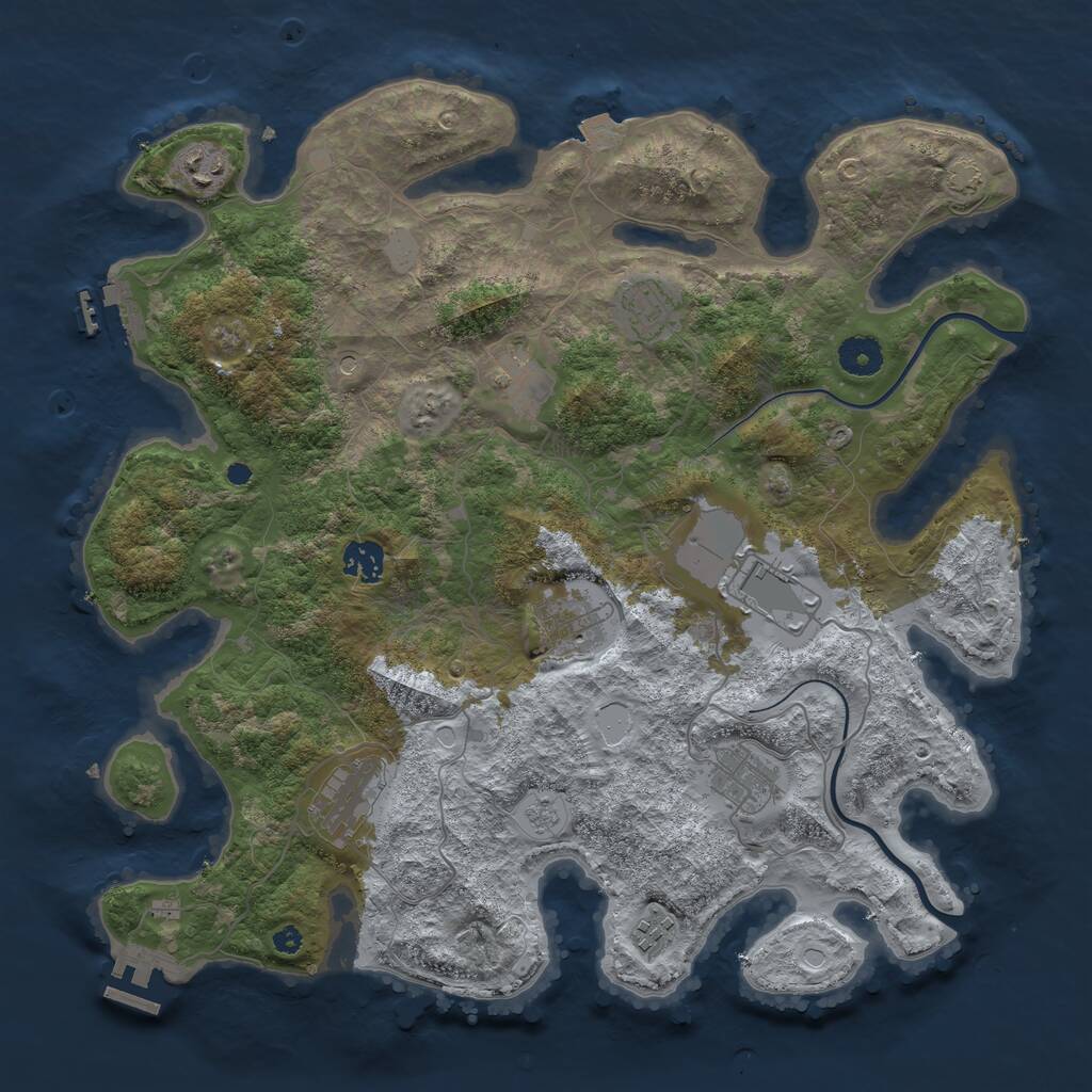 Rust Map: Procedural Map, Size: 3850, Seed: 433419952, 15 Monuments