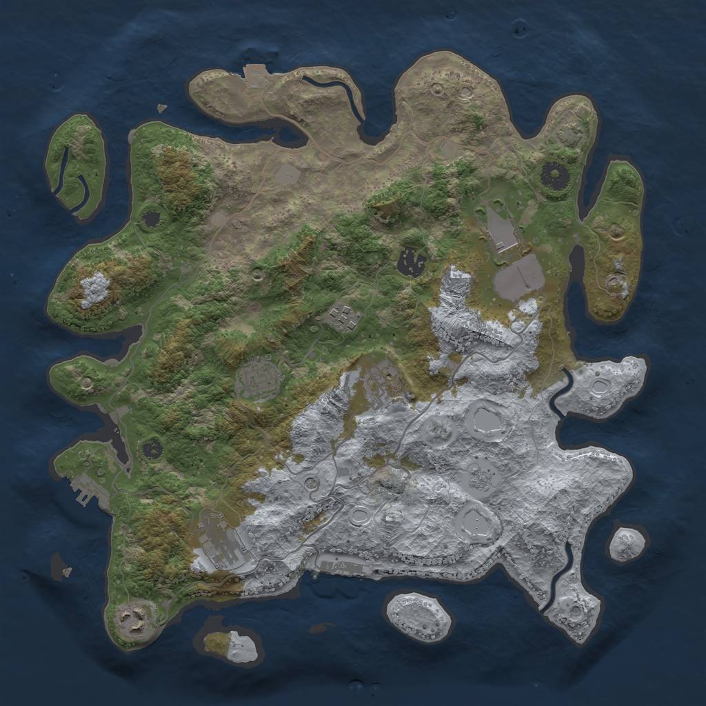Rust Map: Procedural Map, Size: 3650, Seed: 55862354, 15 Monuments