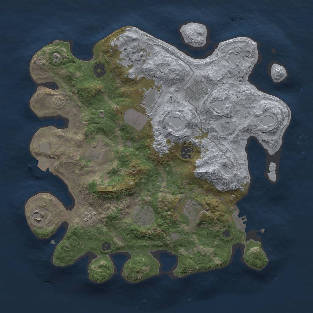 Rust Map: Procedural Map, Size: 3500, Seed: 145492763, 16 Monuments