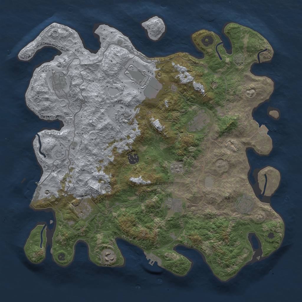 Rust Map: Procedural Map, Size: 4000, Seed: 1047300337, 18 Monuments