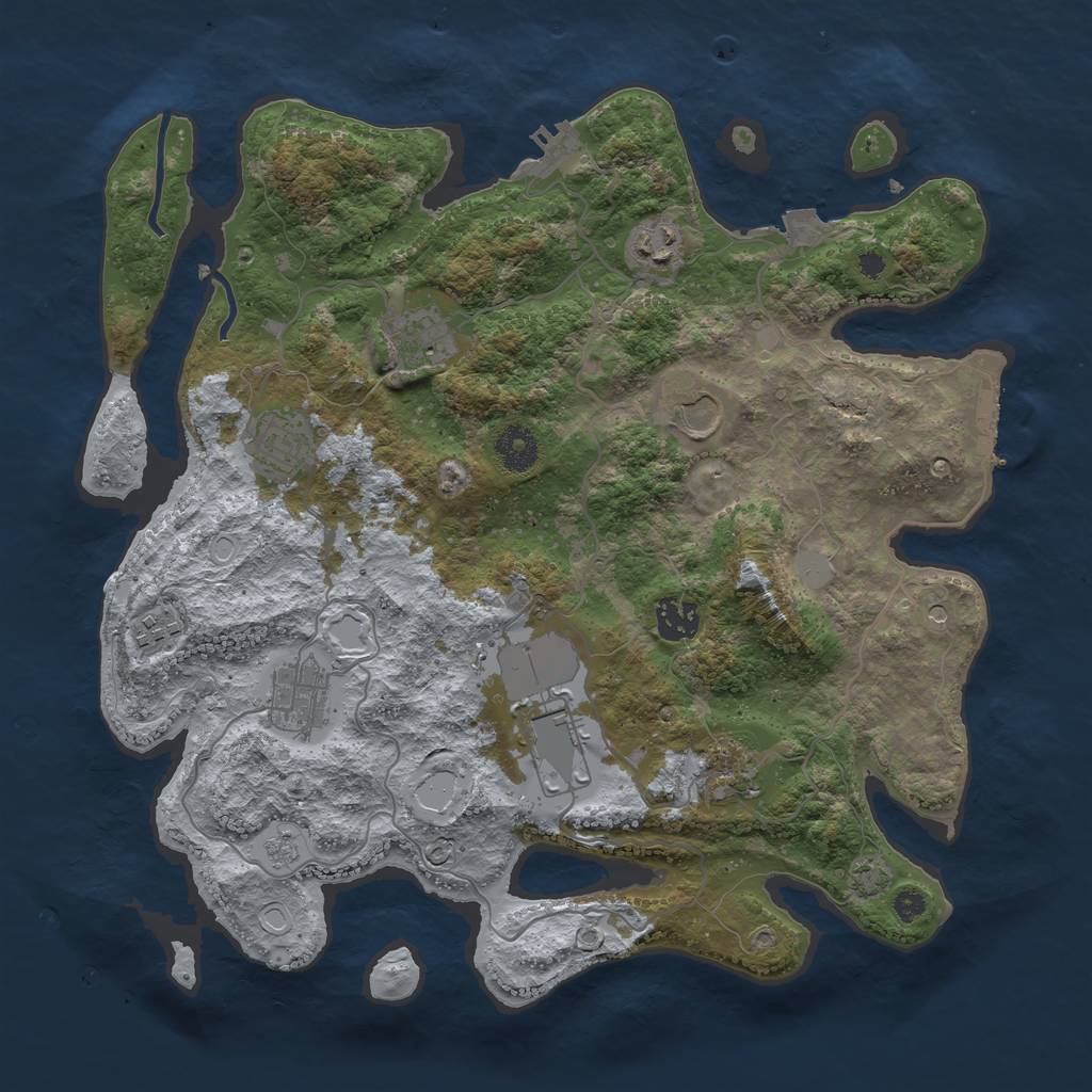 Rust Map: Procedural Map, Size: 3650, Seed: 30417209, 17 Monuments