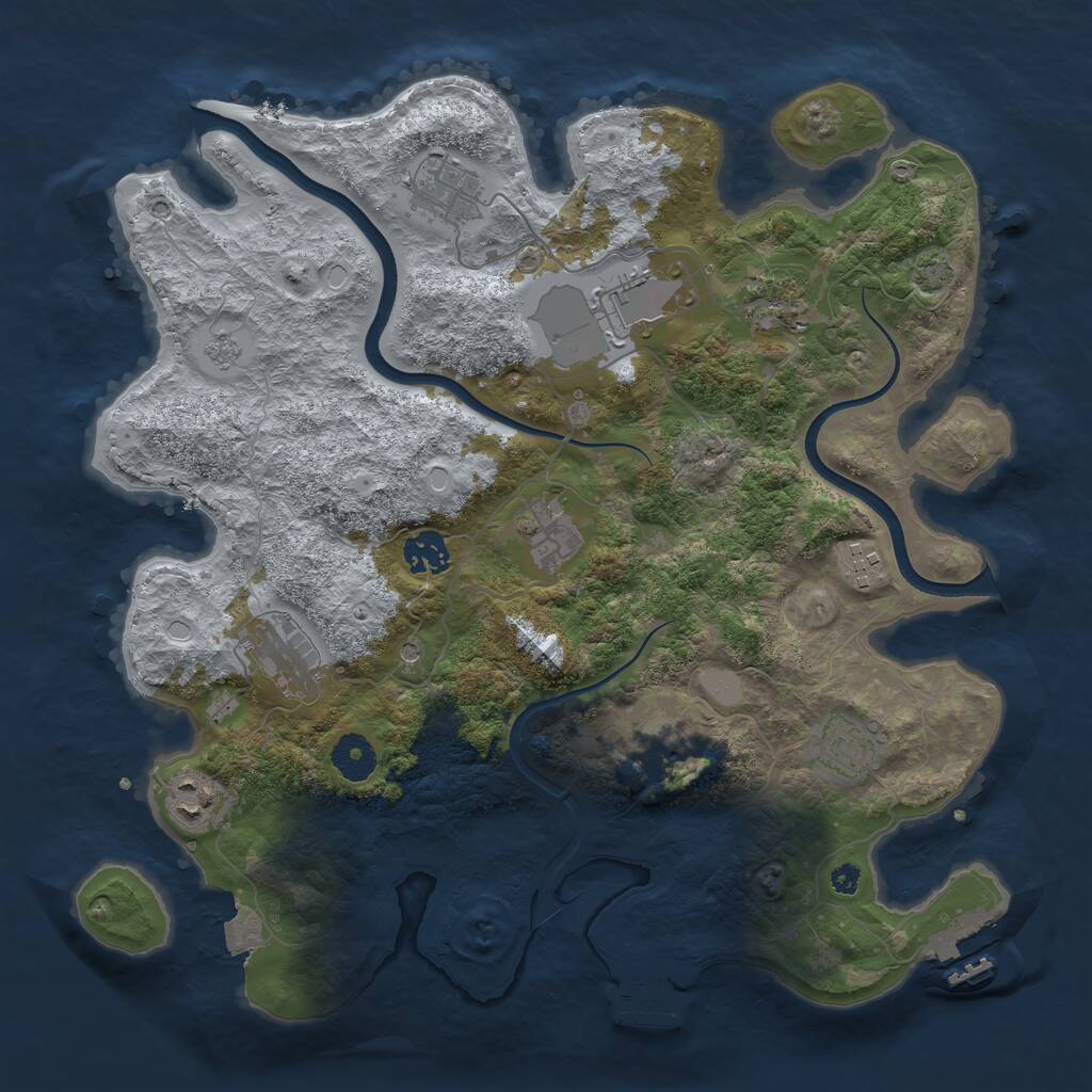 Rust Map: Procedural Map, Size: 3650, Seed: 1676403, 16 Monuments