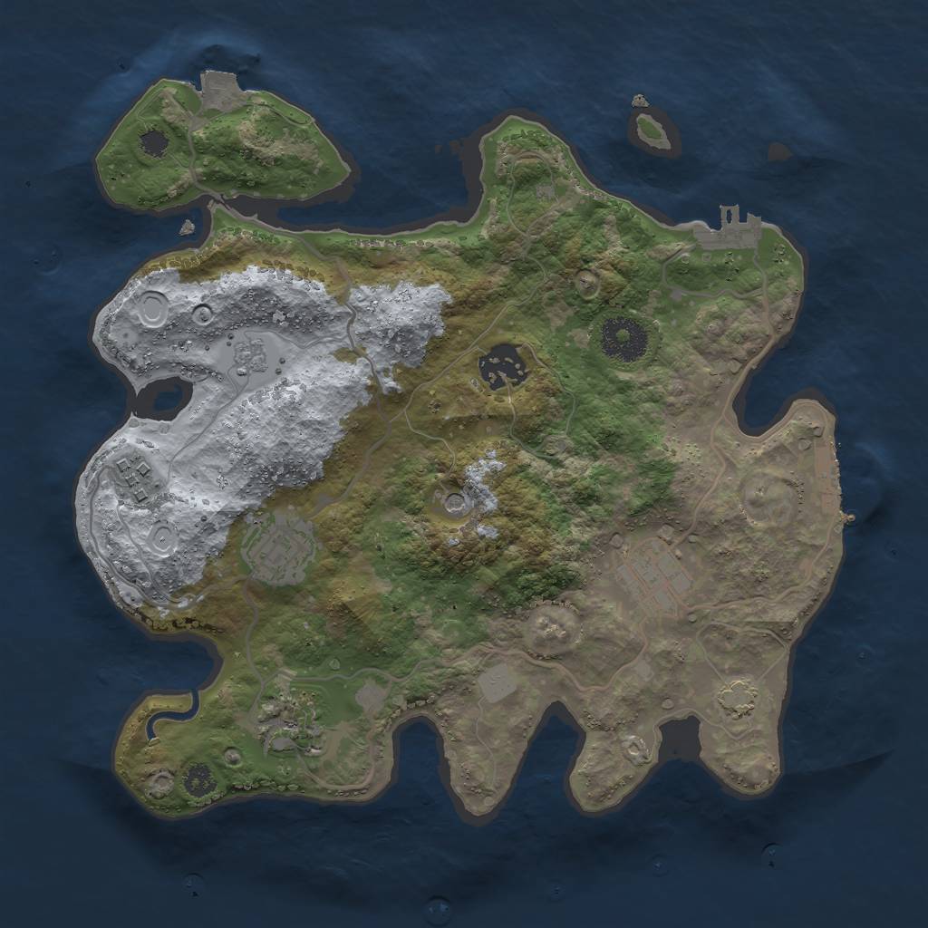 Rust Map: Procedural Map, Size: 3000, Seed: 1408610303, 13 Monuments