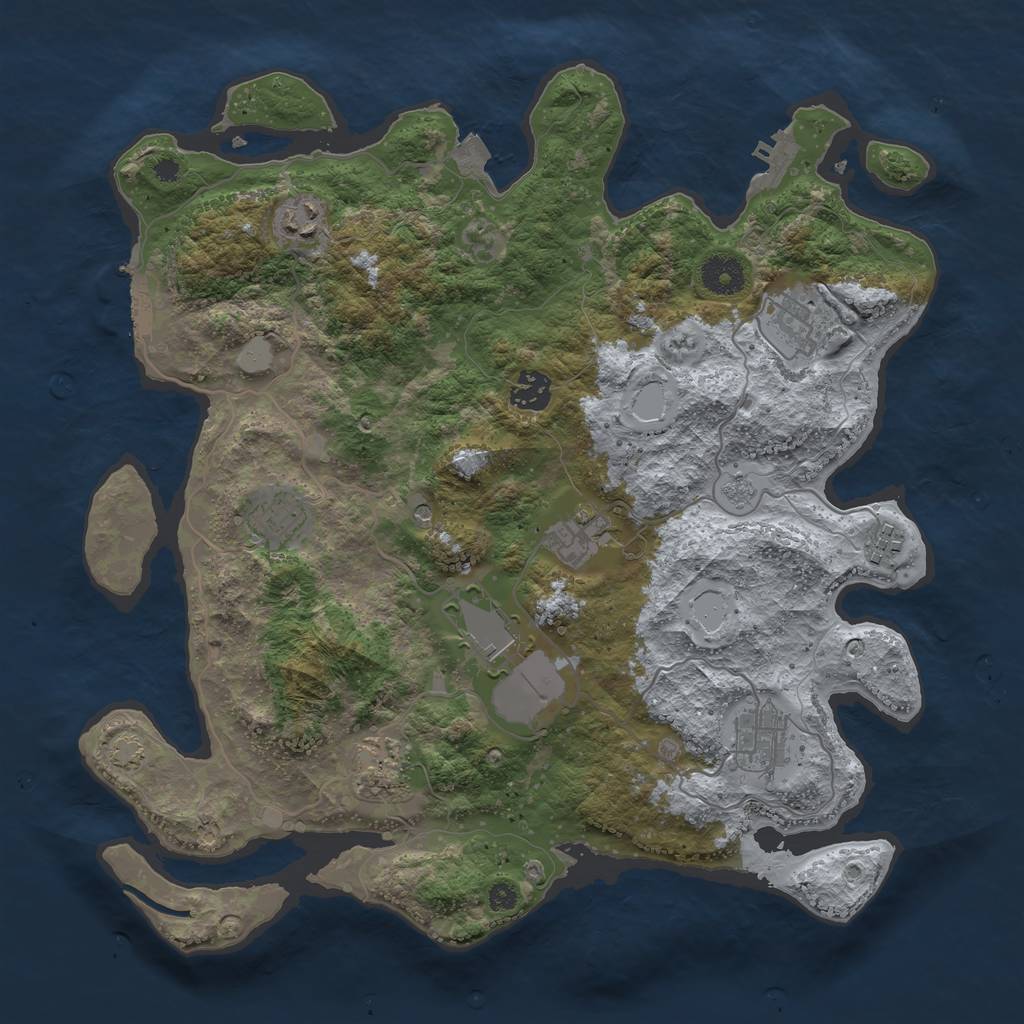 Rust Map: Procedural Map, Size: 3700, Seed: 1242017970, 17 Monuments