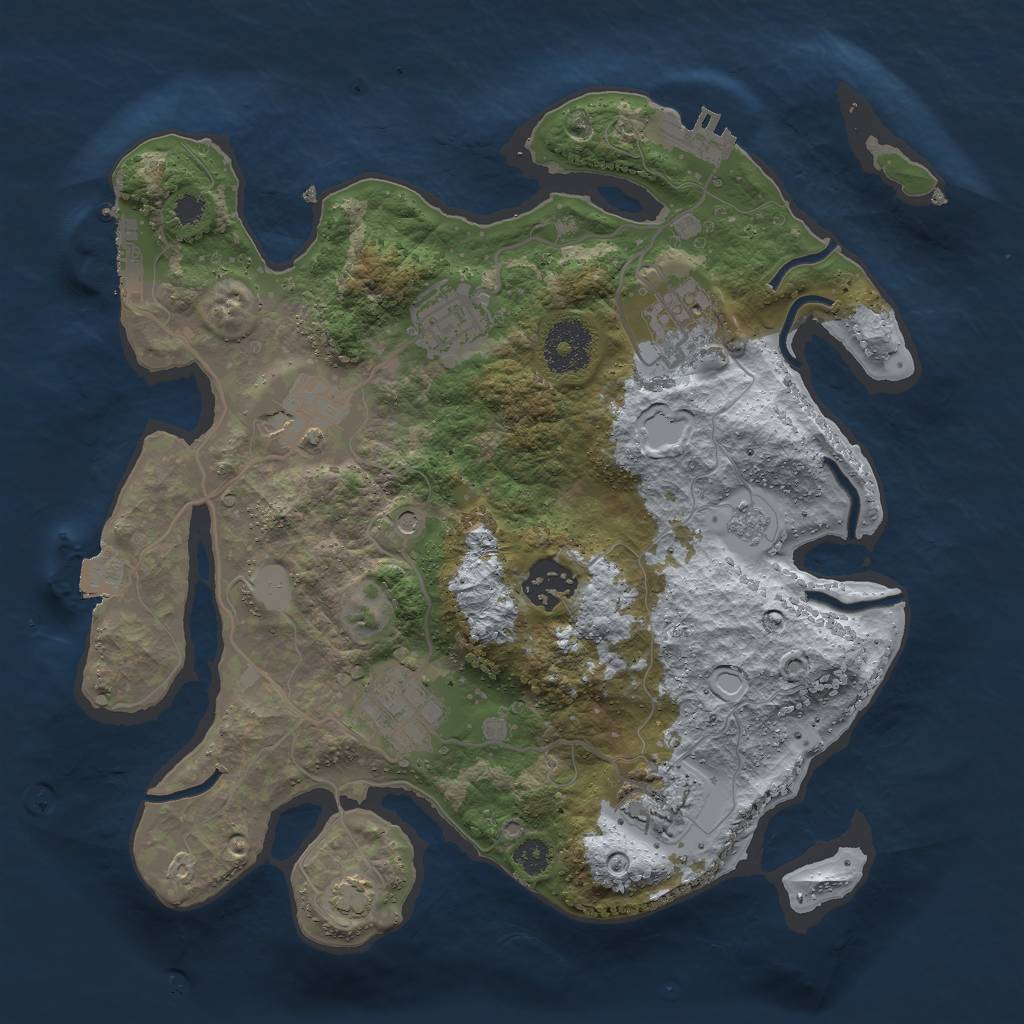 Rust Map: Procedural Map, Size: 3000, Seed: 1061784821, 14 Monuments