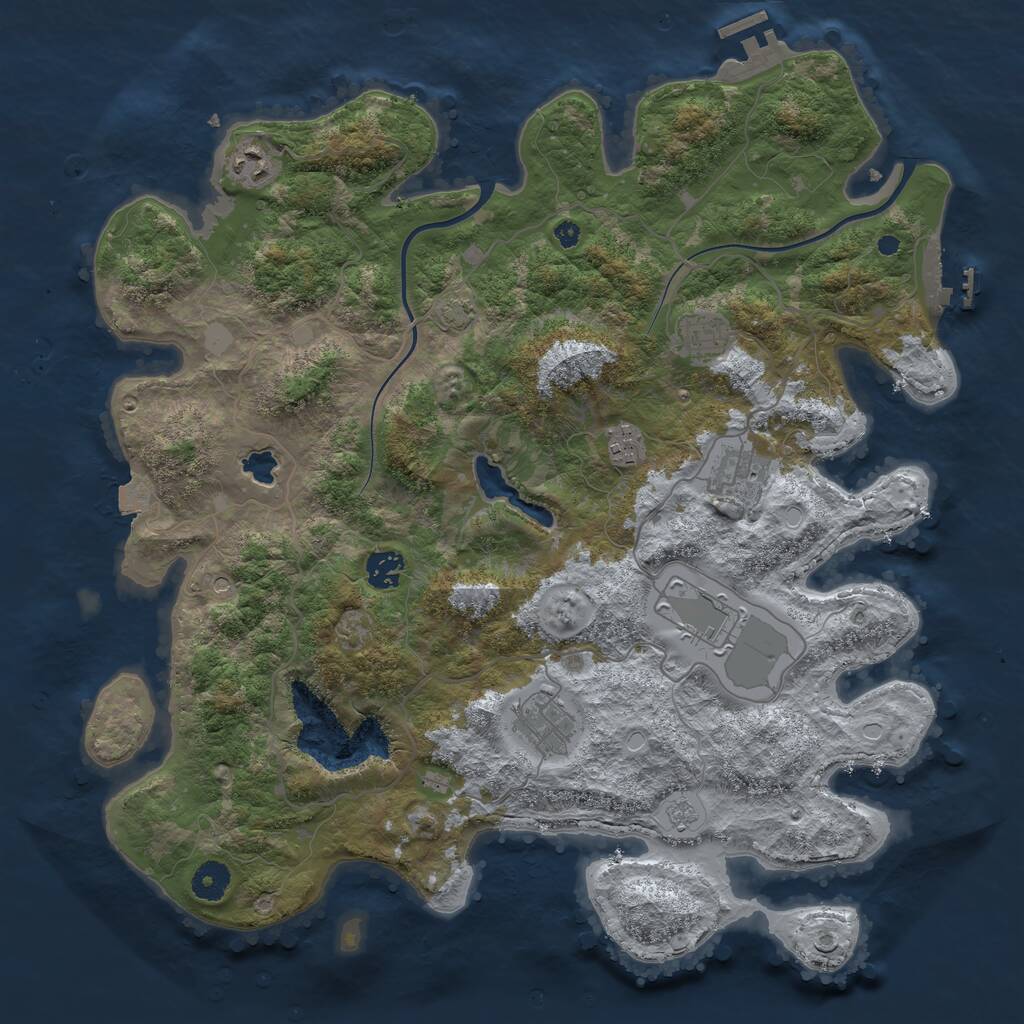 Rust Map: Procedural Map, Size: 4000, Seed: 121966749, 13 Monuments