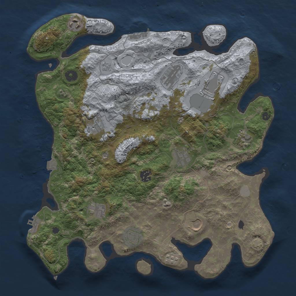 Rust Map: Procedural Map, Size: 3700, Seed: 190122270, 19 Monuments