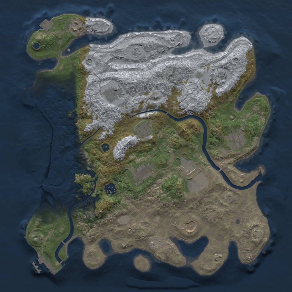 Rust Map: Procedural Map, Size: 3700, Seed: 190122270, 16 Monuments