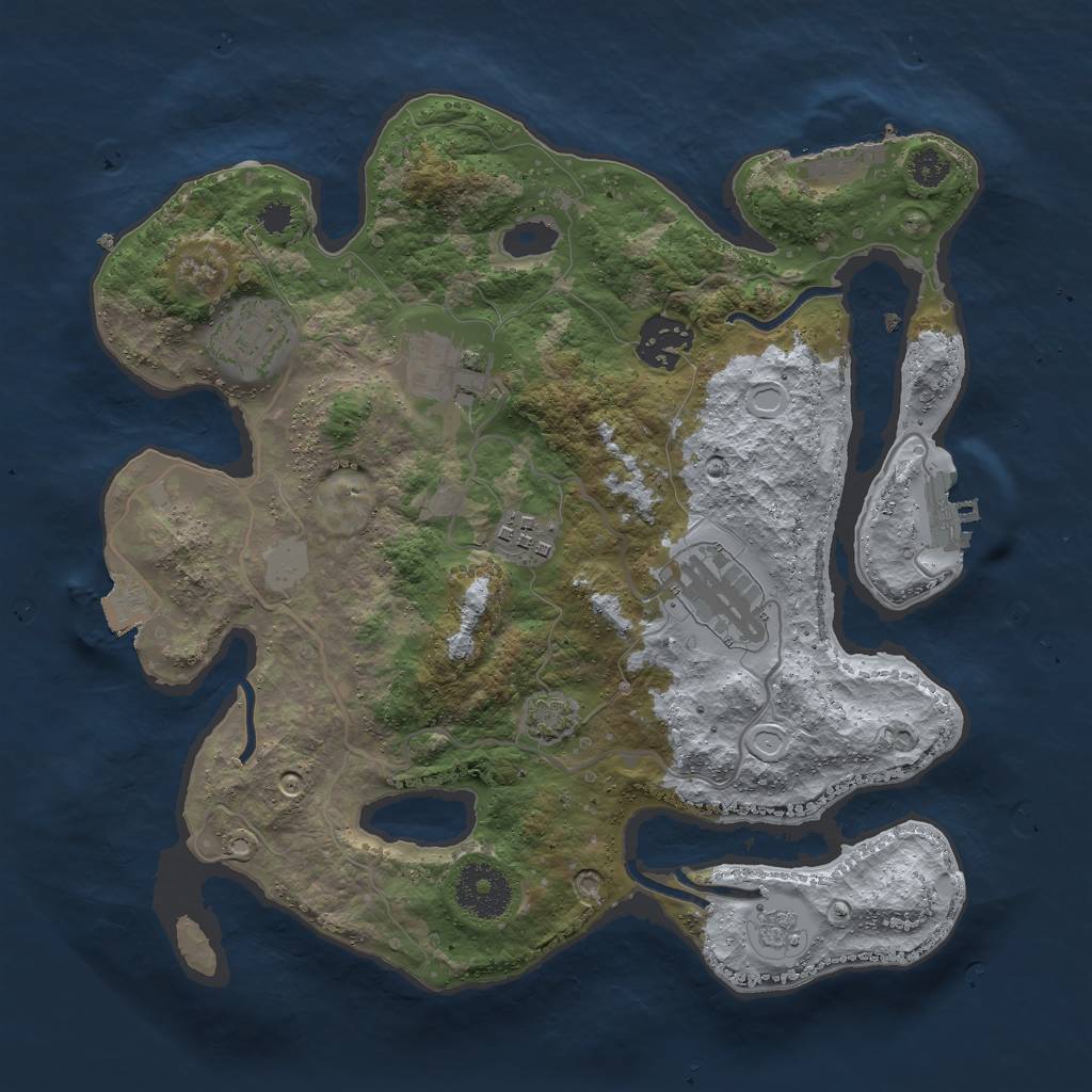 Rust Map: Procedural Map, Size: 3000, Seed: 319992523, 12 Monuments