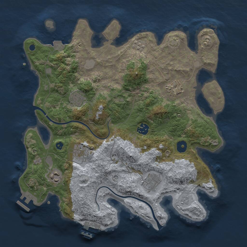 Rust Map: Procedural Map, Size: 3300, Seed: 1654, 13 Monuments