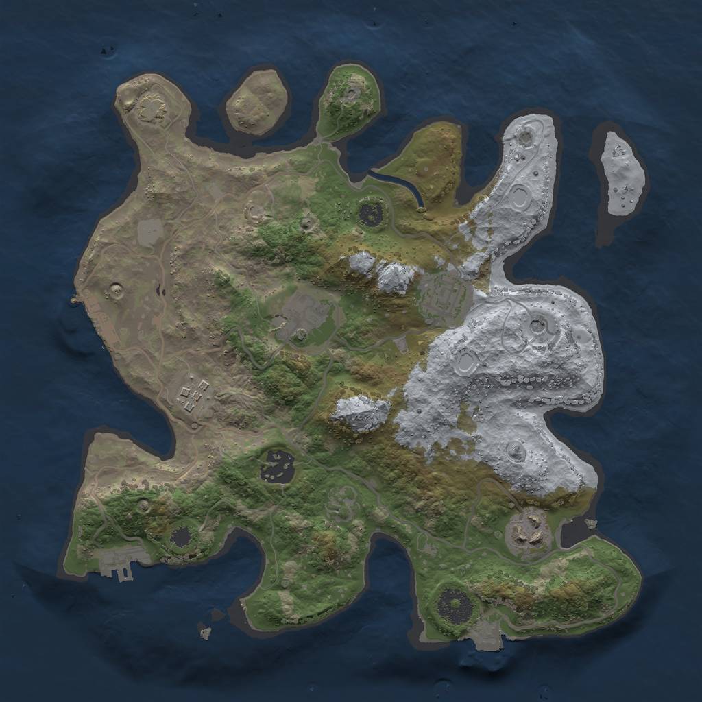 Rust Map: Procedural Map, Size: 3000, Seed: 1585291901, 12 Monuments
