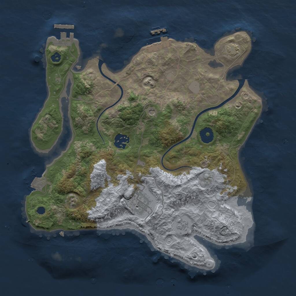 Rust Map: Procedural Map, Size: 3000, Seed: 31813, 8 Monuments
