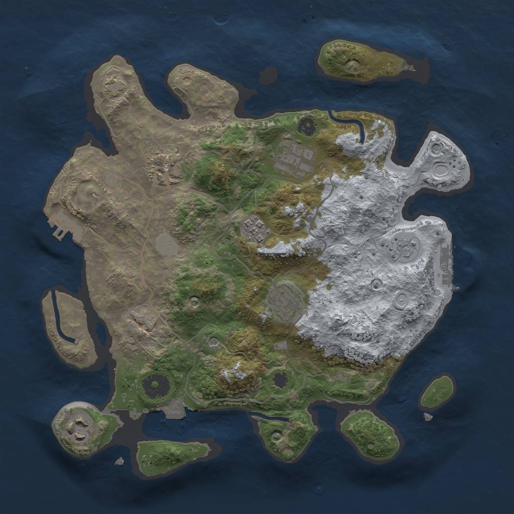 Rust Map: Procedural Map, Size: 3000, Seed: 612744565, 13 Monuments