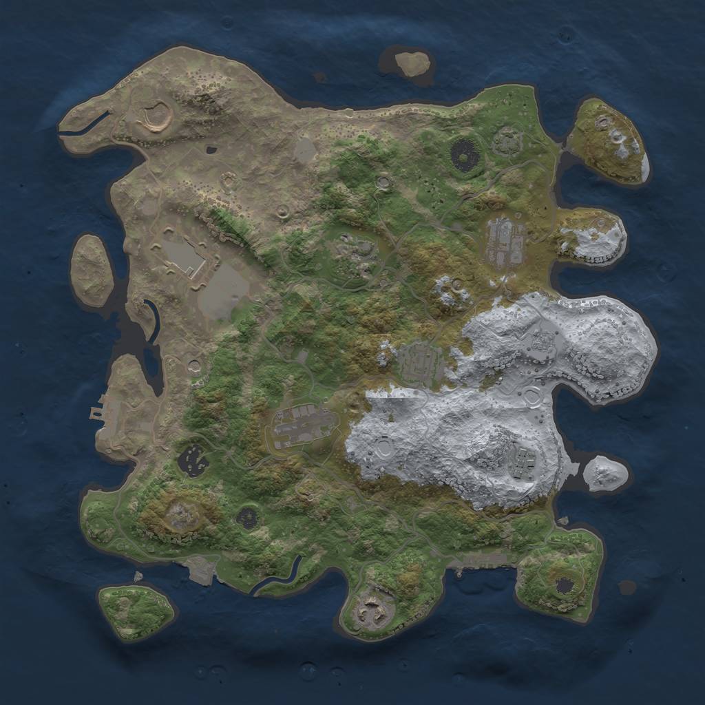 Rust Map: Procedural Map, Size: 3500, Seed: 22848910, 17 Monuments