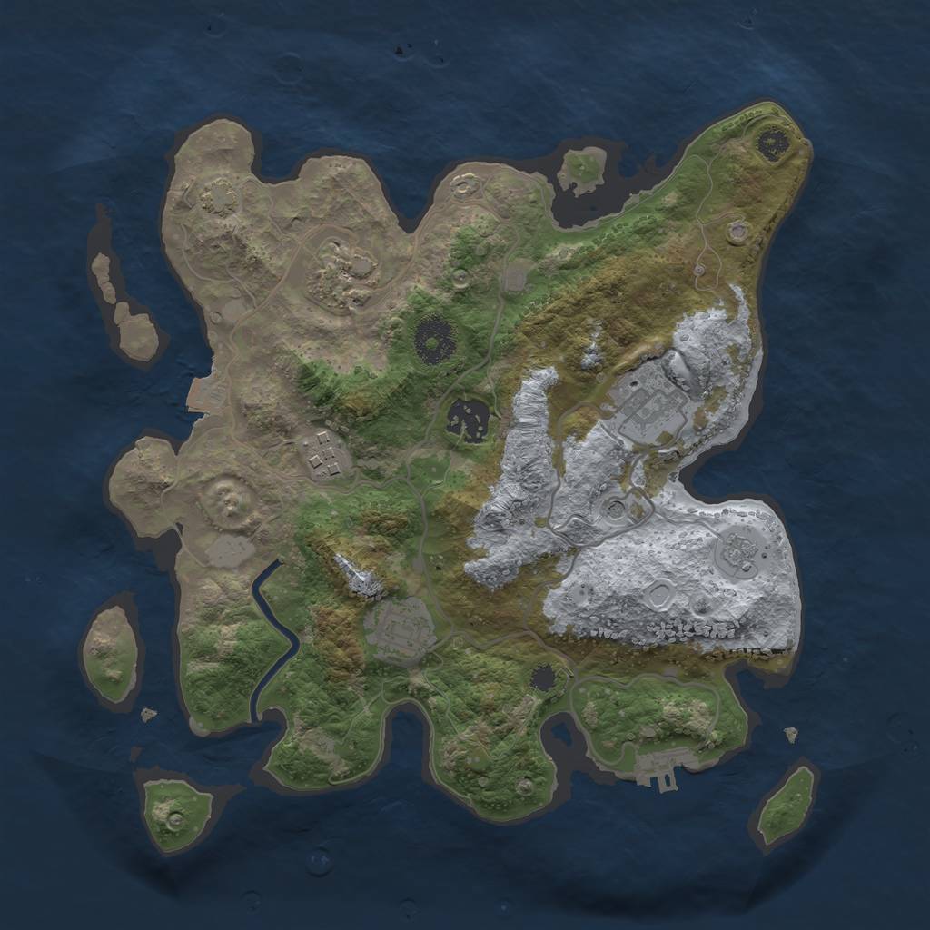 Rust Map: Procedural Map, Size: 3133, Seed: 27345, 12 Monuments