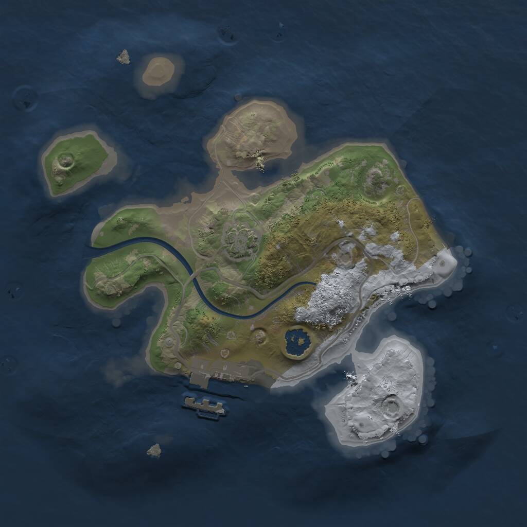 Rust Map: Procedural Map, Size: 2000, Seed: 2599, 3 Monuments