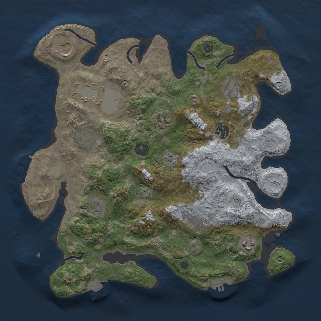 Rust Map: Procedural Map, Size: 3500, Seed: 926185439, 18 Monuments