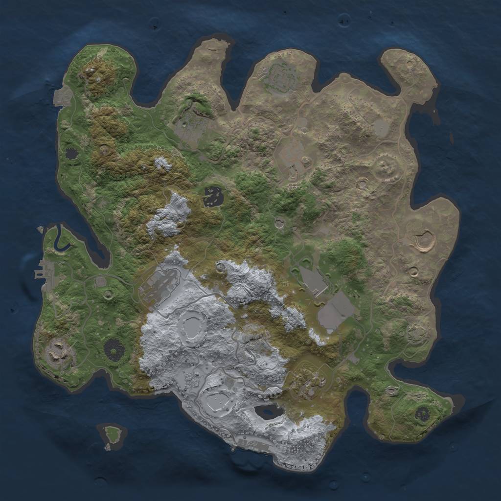 Rust Map: Procedural Map, Size: 3500, Seed: 1340139329, 17 Monuments
