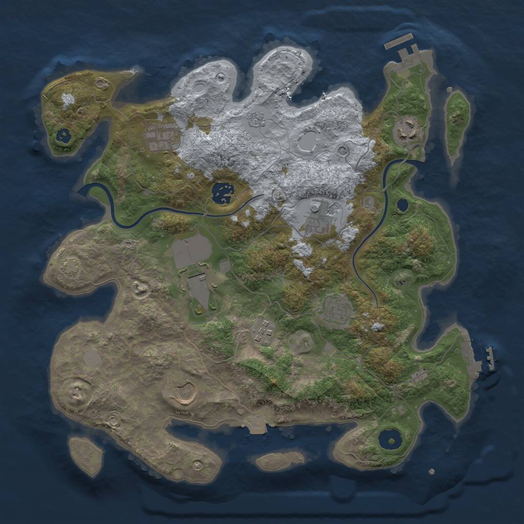 Rust Map: Procedural Map, Size: 3500, Seed: 54554898, 14 Monuments