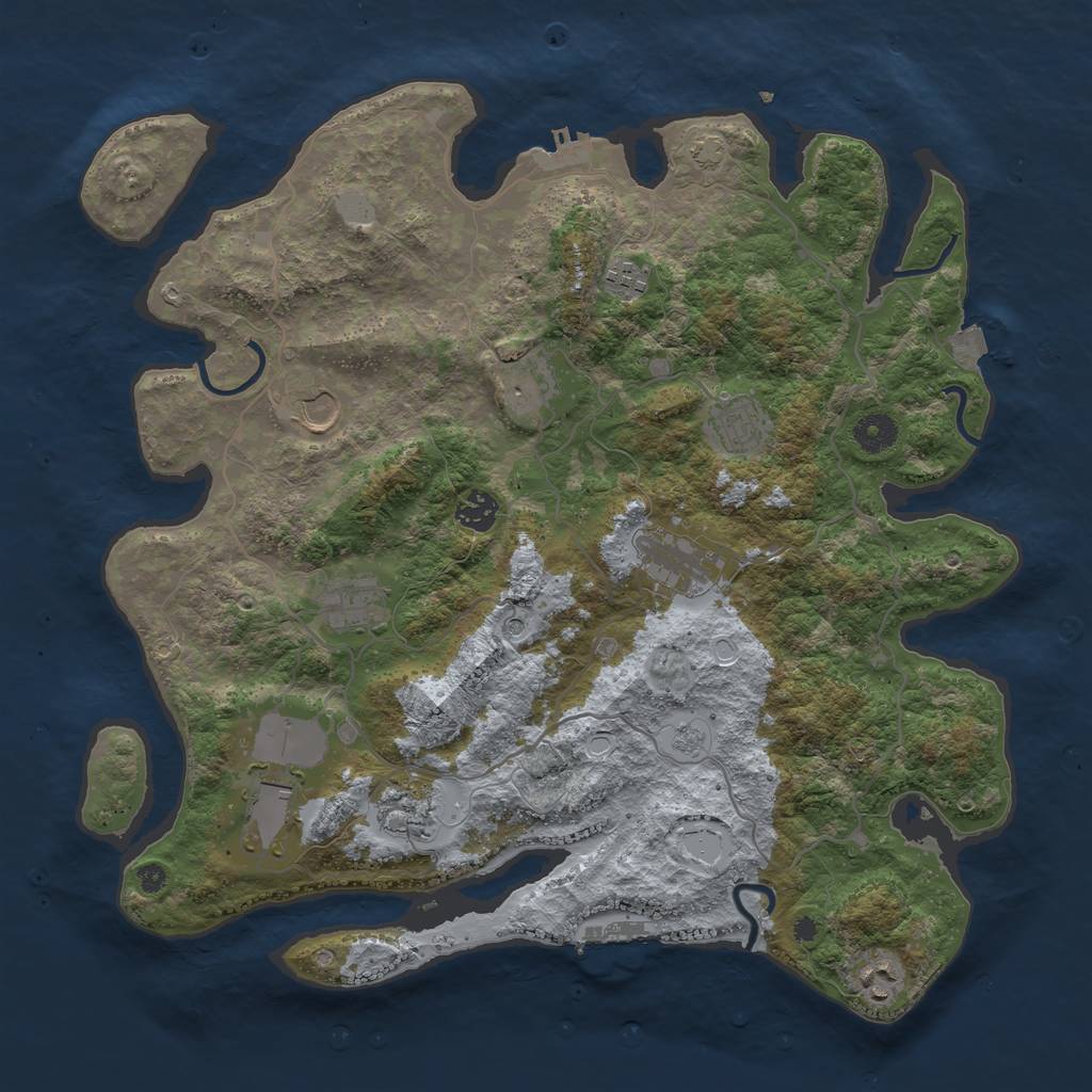 Rust Map: Procedural Map, Size: 4000, Seed: 1159766004, 18 Monuments