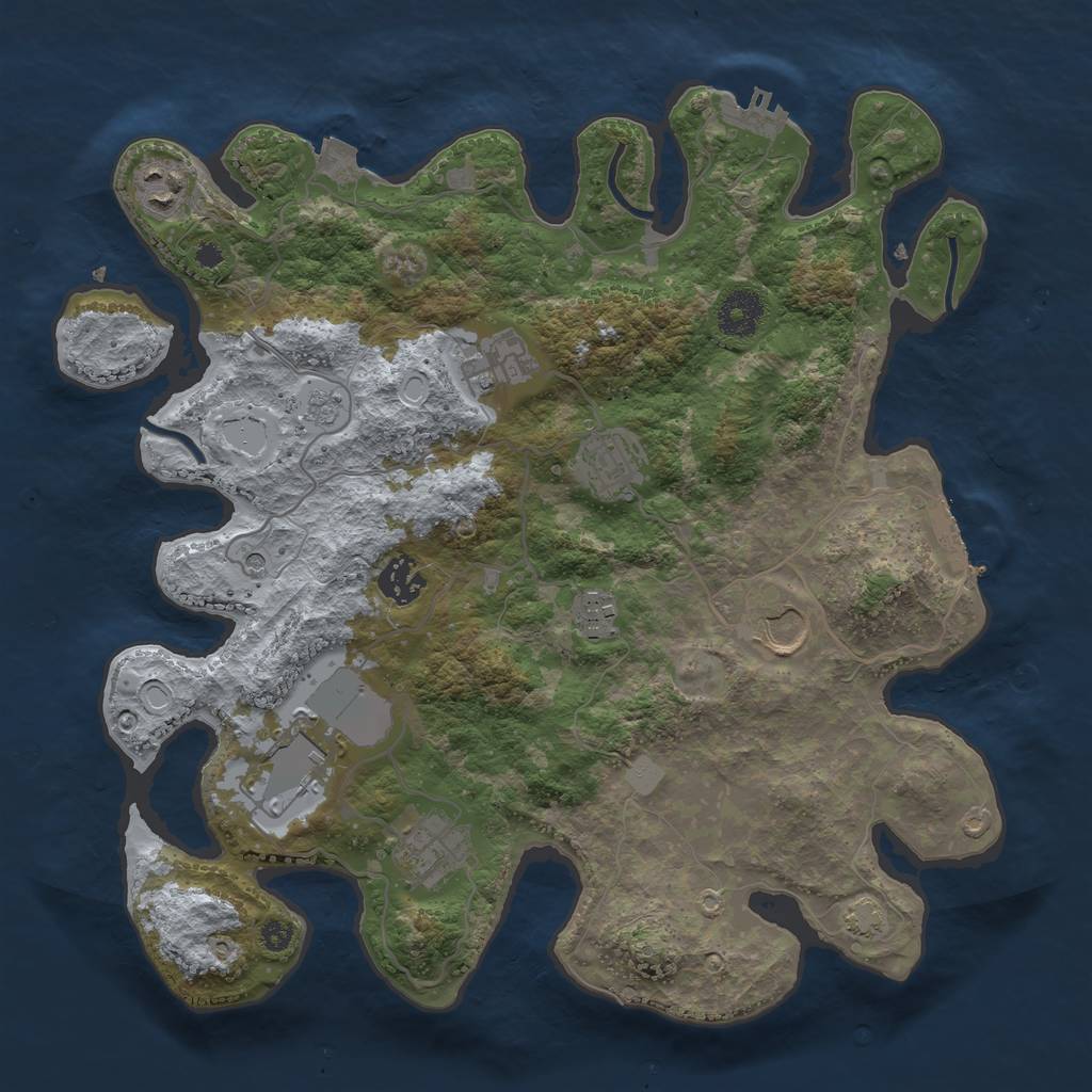 Rust Map: Procedural Map, Size: 3500, Seed: 1297012609, 16 Monuments