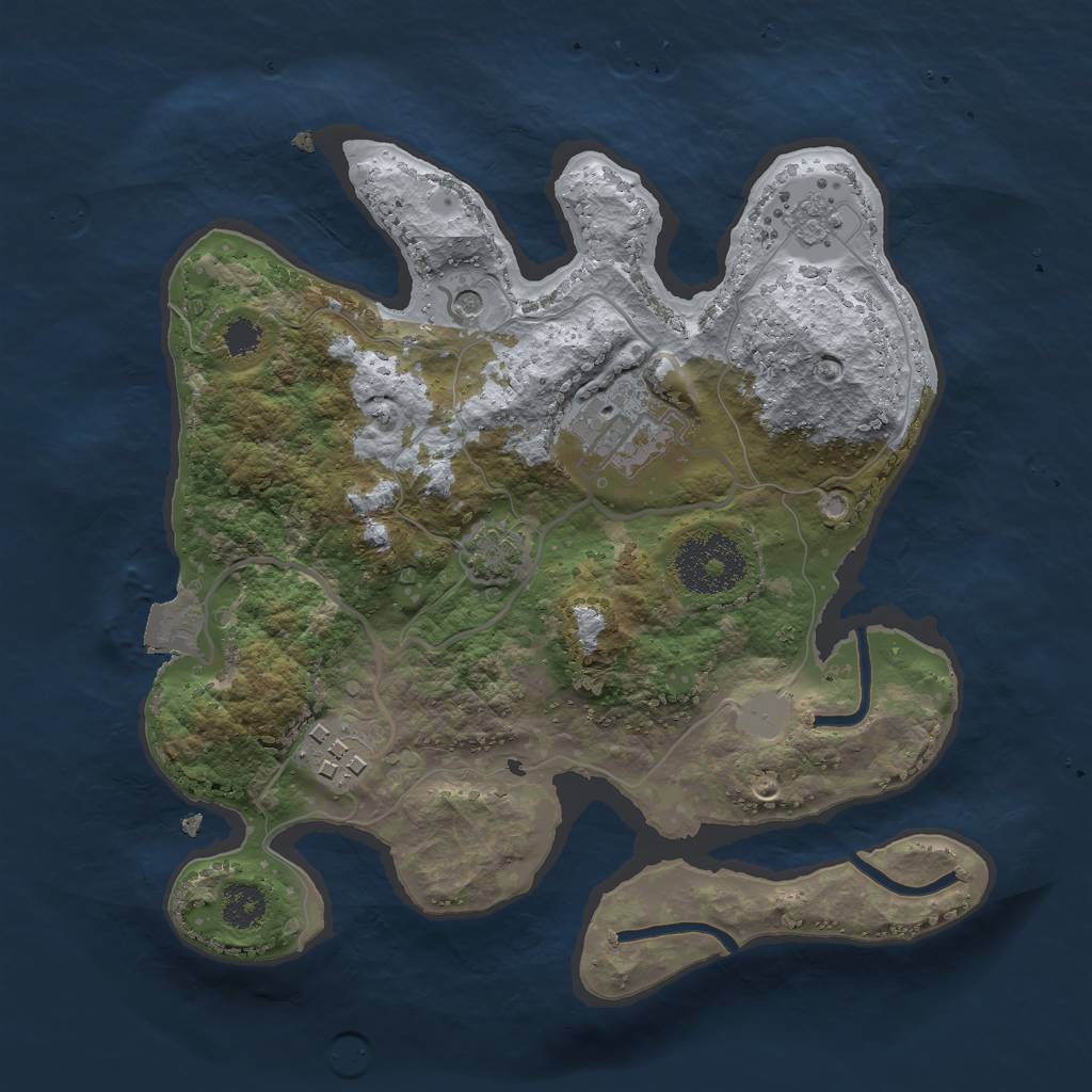 Rust Map: Procedural Map, Size: 2500, Seed: 610951479, 8 Monuments