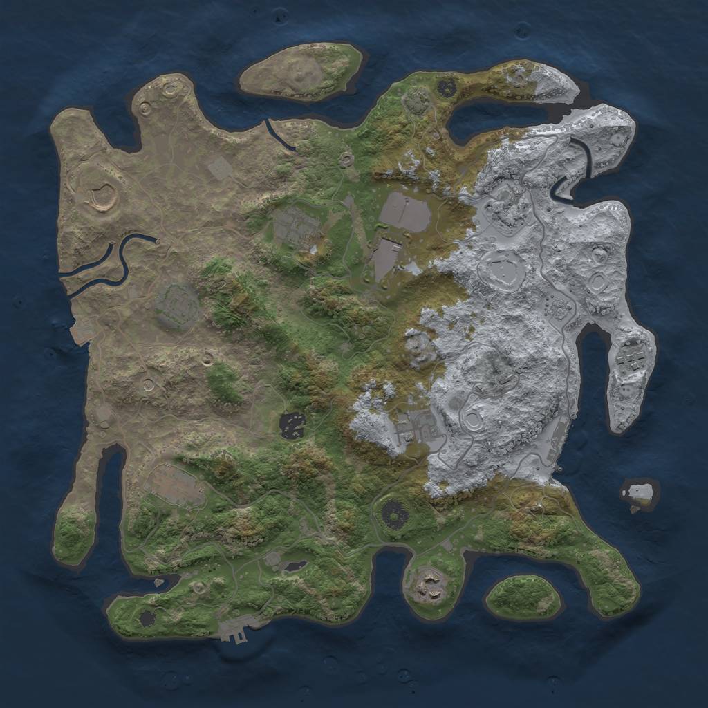 Rust Map: Procedural Map, Size: 3800, Seed: 20231229, 18 Monuments