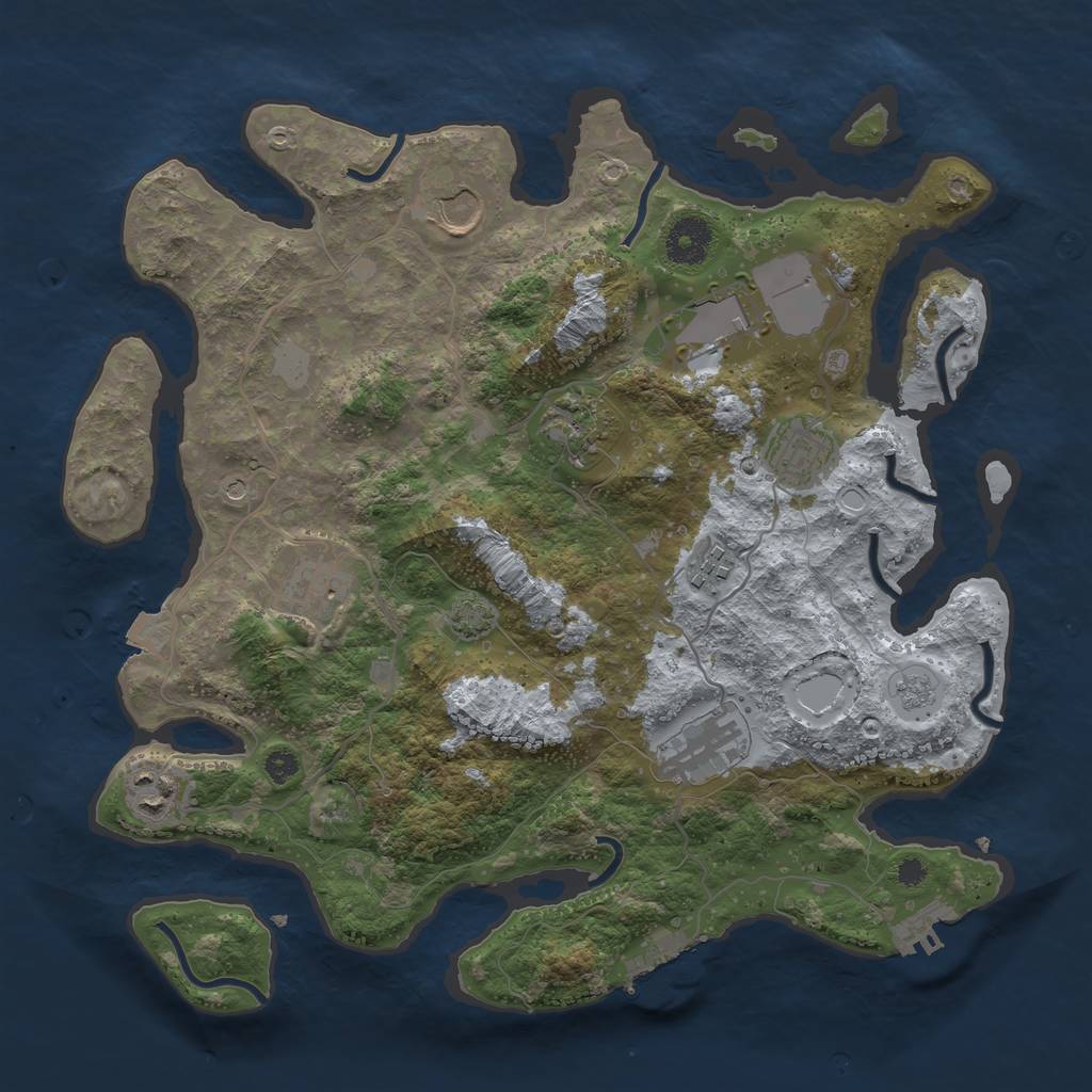 Rust Map: Procedural Map, Size: 3500, Seed: 1805358763, 16 Monuments
